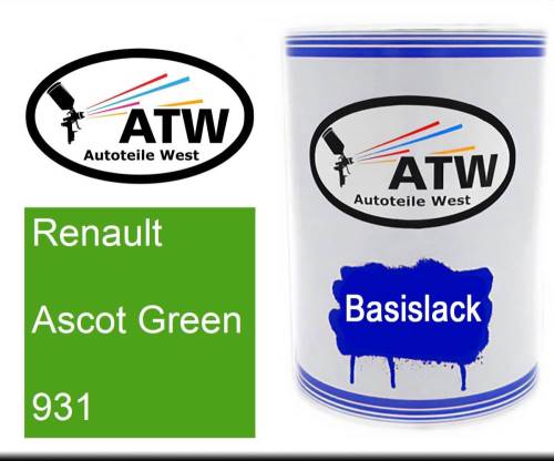 Renault, Ascot Green, 931: 500ml Lackdose, von ATW Autoteile West.